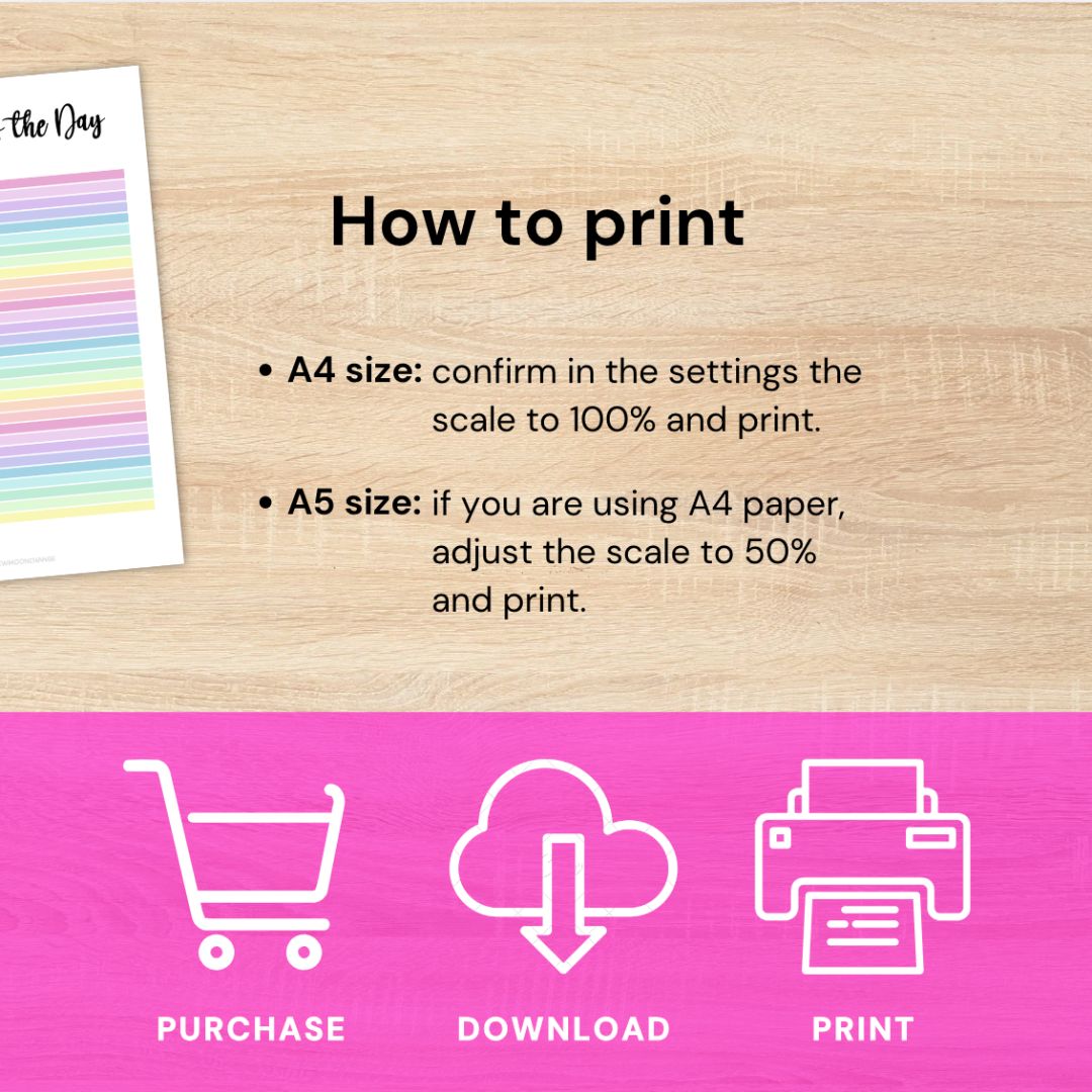 Step-by-step guide showing how to print the printable journal